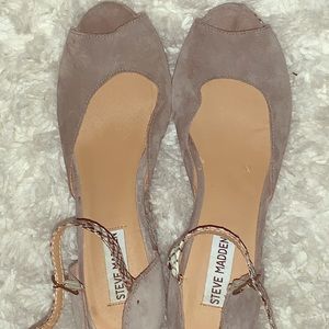 Wedge Heel/Peep toe/ snake skin suede